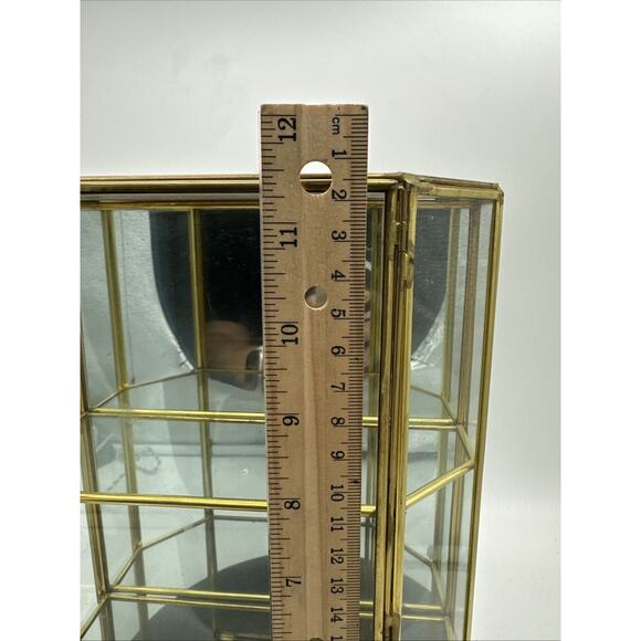 Vtg Brass Glass Mirror Curio Display Shelf Cabinet Wall Mount or Table Top - Picture 2 of 6